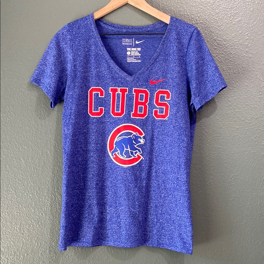 Nike women’s Large Chicago Cubs Heathered Blue T-shirt - Cotton, MLB, baseball